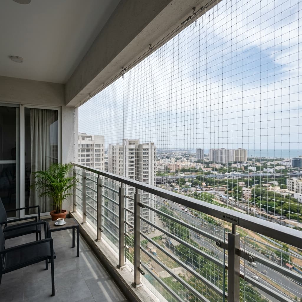 Pigeon safety net installation Chennai balcony protection